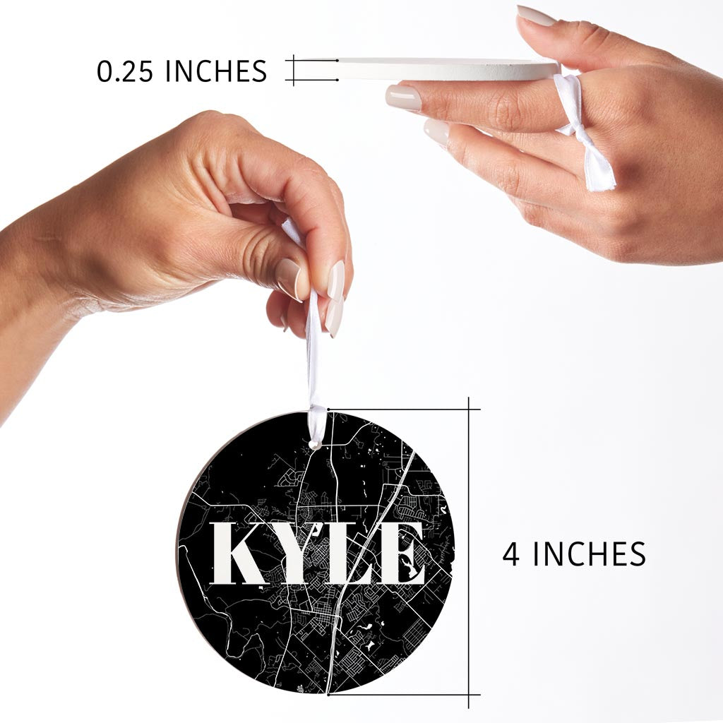 Minimalistic B&W Texas Kyle Map | Wood Ornament | Eaches | Min 6