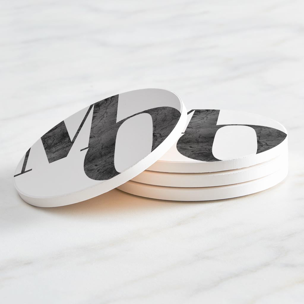 Minimalist B&W Missouri White Initials | Absorbent Coasters | Set of 4 | Min 2