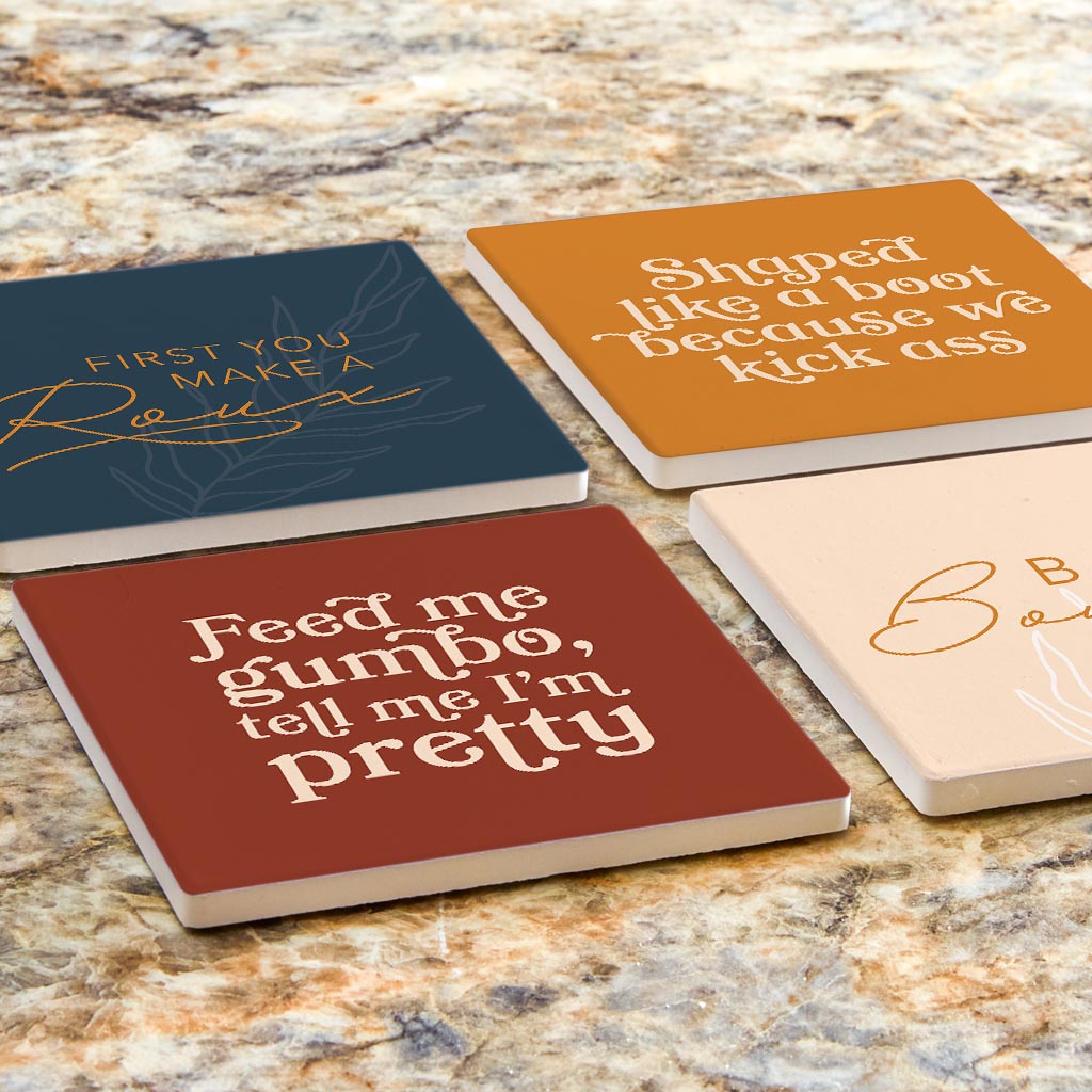 Modern Minimalist Louisiana Set | Absorbent Coasters | Set of 4 | Min 2