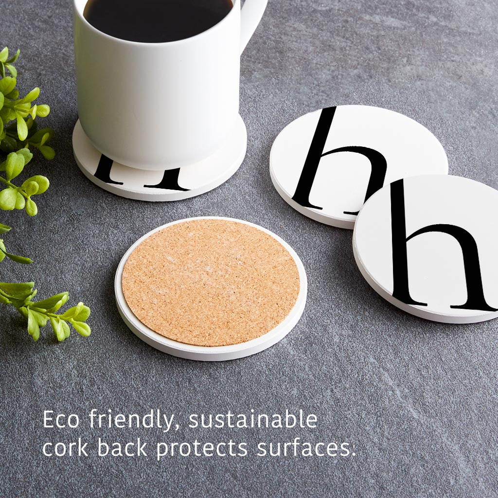 Minimalist Monogram H Circle | Absorbent Coasters | Set of 4 | Min 2