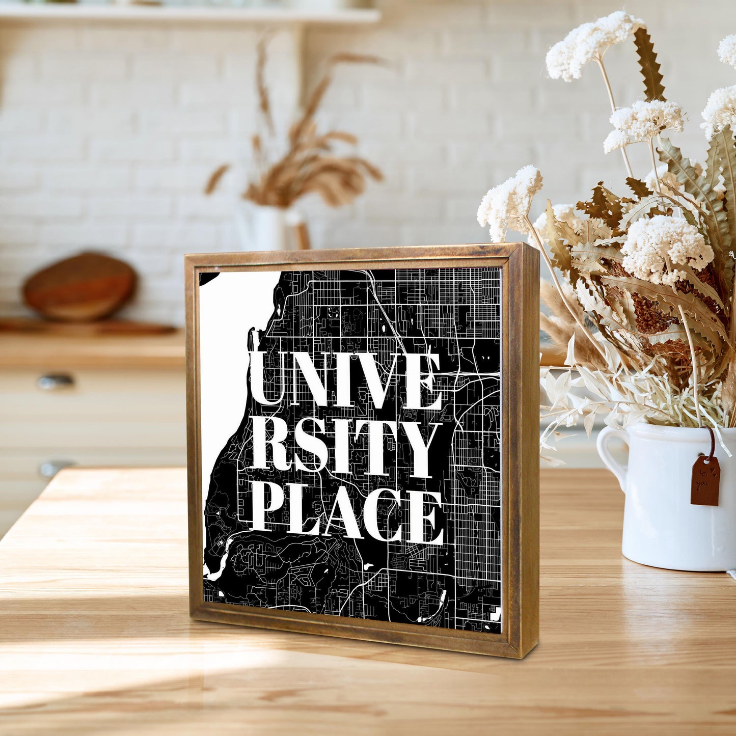 Minimalistic B&W Washington University Place Map | Wood Sign | Eaches | Min 1