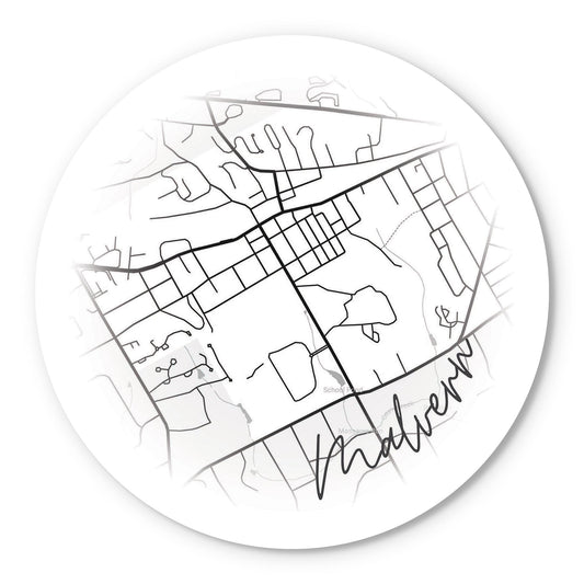 Minimalistic B&W Pennsylvania Malvern Circle Map | Wood Sign | Eaches | Min 1