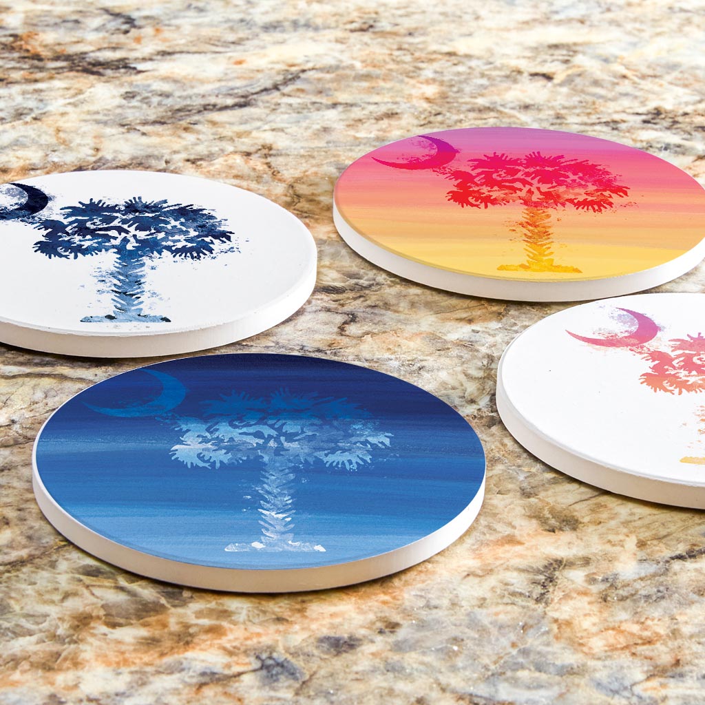 South Carolina Water Palm Trees | Absorbent Coasters | Set of 4 | Min 2