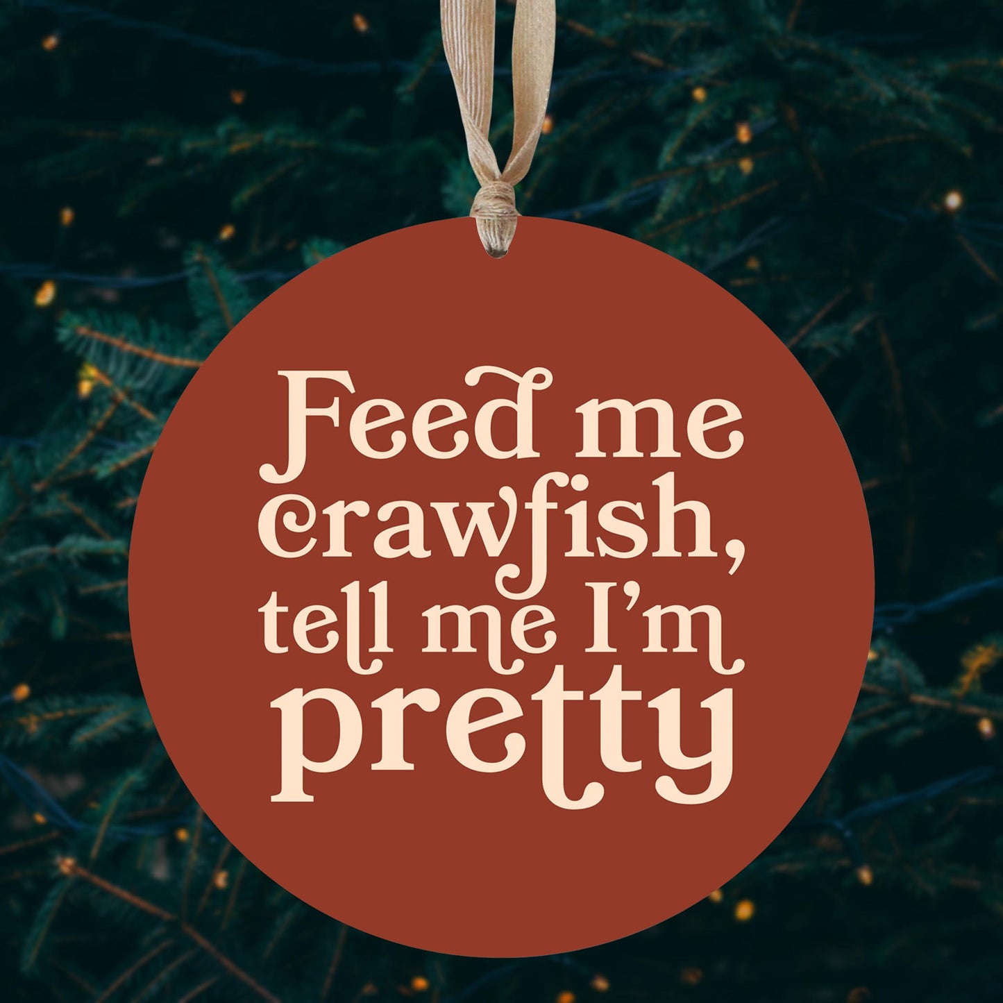 Modern Minimalist Louisiana Feed Me Crawfish | Wood Ornament | Eaches | Min 1