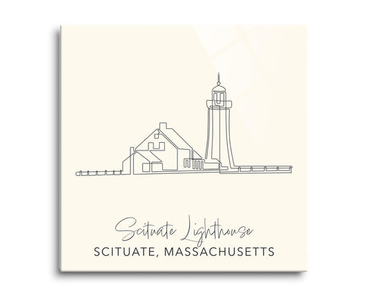 Cream Scituate Lighthouse | Hi-Def Glass Art | Eaches | Min 2