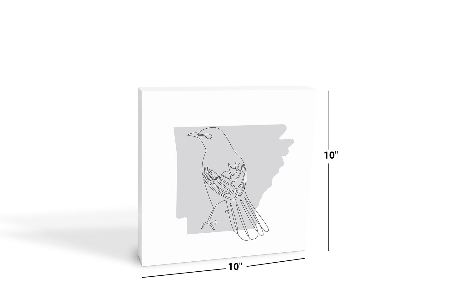 B&W Minimalist Arkansas Single Line Bird | Wood Block | Eaches | Min 2