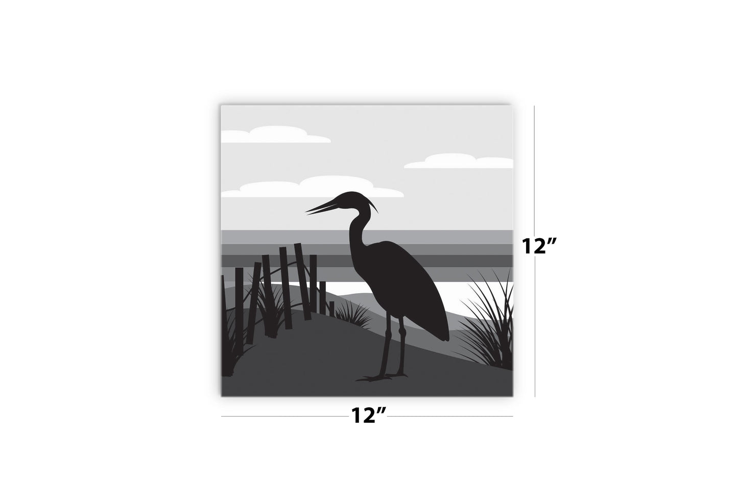 Minimalistic B&W Cape Cod Heron Illustration | Wood Sign | Eaches | Min 2