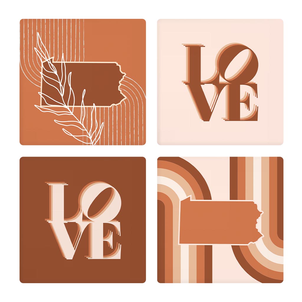 Modern Minimalist Pennsylvania State Love | Absorbent Coasters | Set of 4 | Min 2