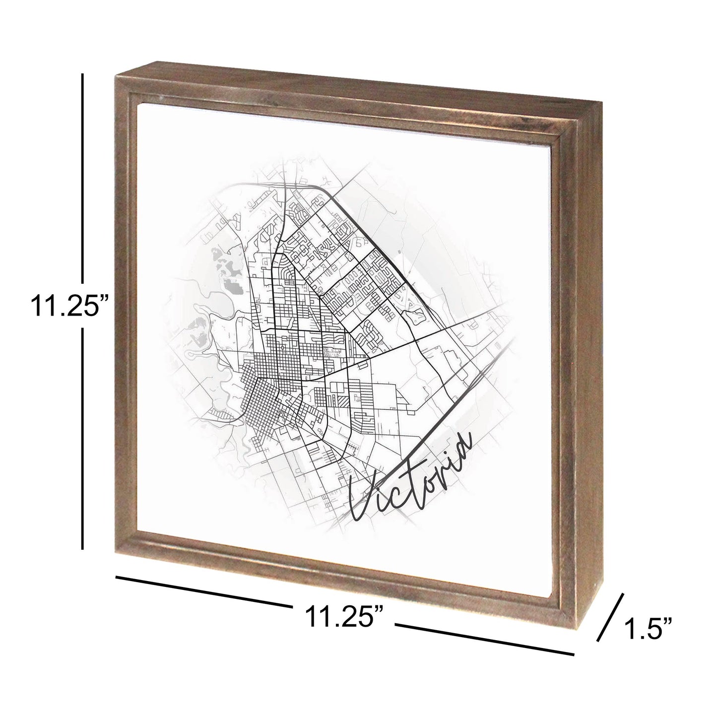 Minimalistic B&W Texas Victoria Circle Map | Wood Sign | Eaches | Min 1