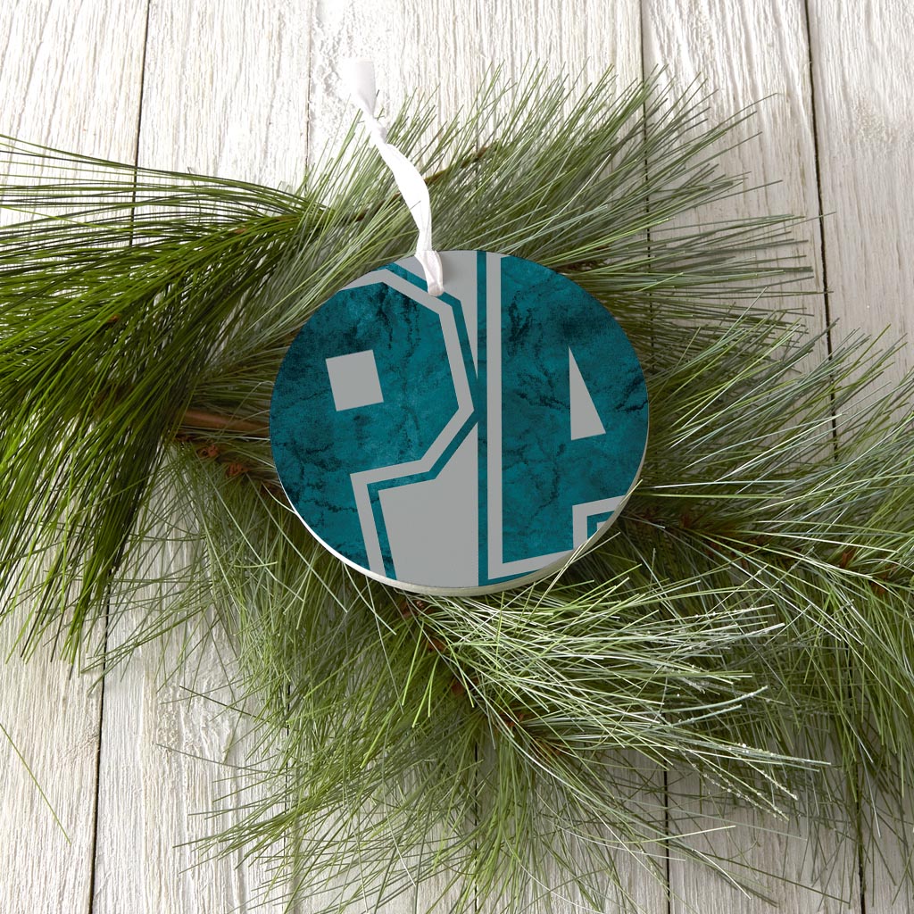 Modern Minimalist Pennsylvania Grey Initials | Wood Ornament | Eaches | Min 6