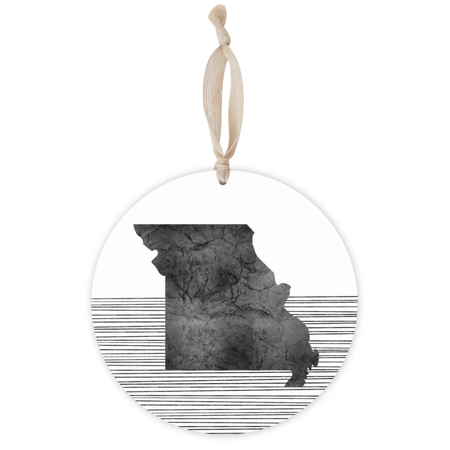 Minimalist B&W Missouri State With Straight Lines | Wood Ornament | Eaches | Min 1