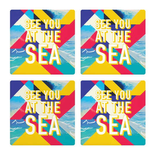 See You At The Sea | Absorbent Coasters | Set of 4 | Min 2