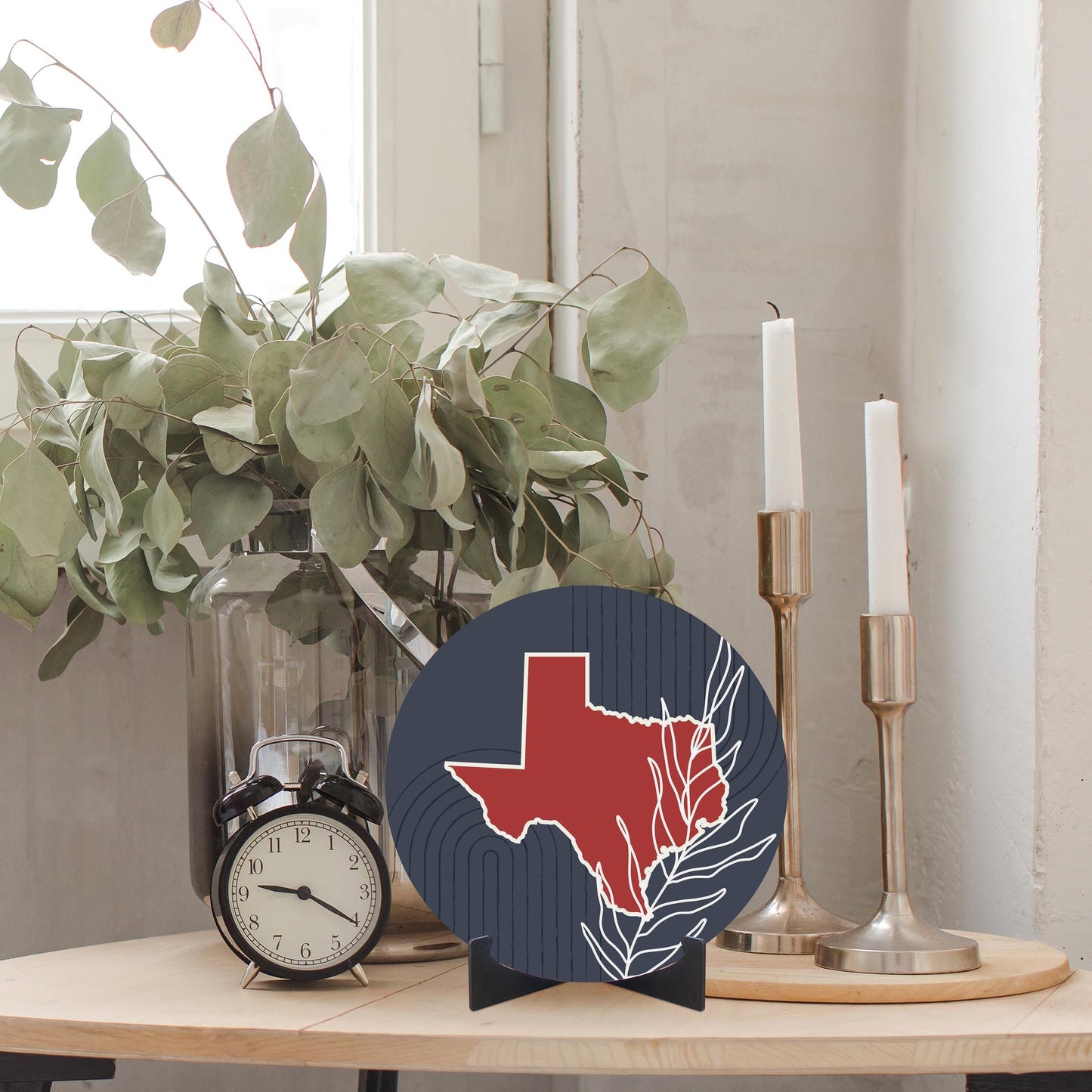 Modern Minimalist Texas Colors Shape Leaf | Wood Sign | Eaches | Min 1