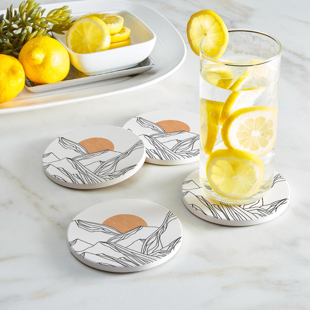 White Mountain Sun Lines| Absorbent Coasters | Set of 4 | Min 2