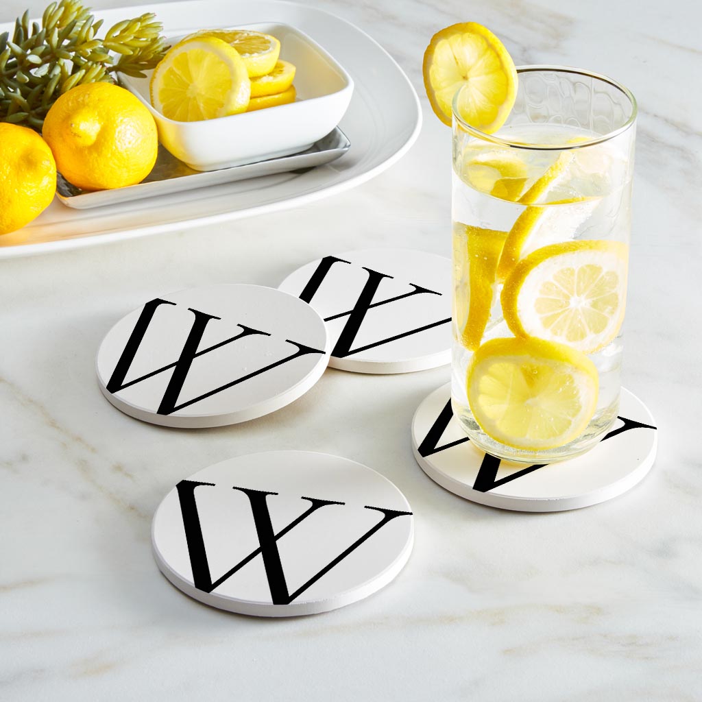 Minimalist Monogram W Circle | Absorbent Coasters | Set of 4 | Min 2