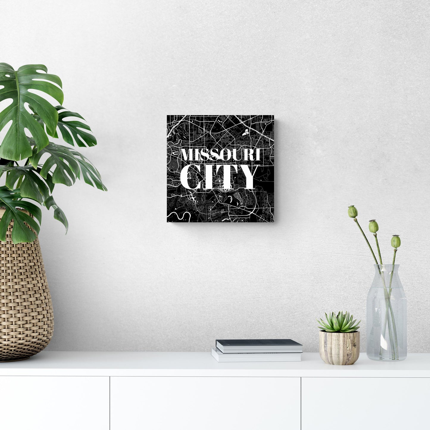 Minimalistic B&W Texas Missouri City Map | Wood Sign | Eaches | Min 2