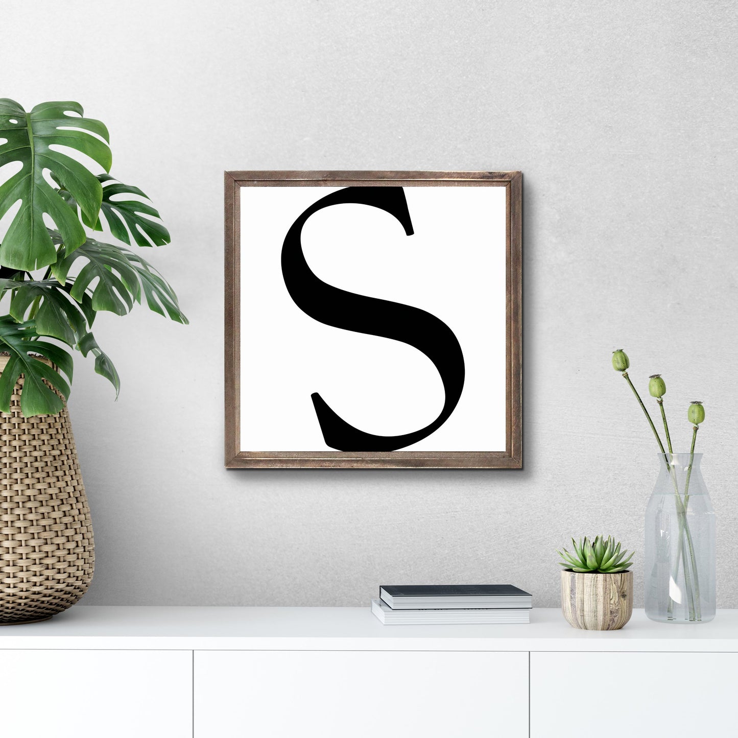 Minimalist Monogram S | Wood Sign | Eaches | Min 1