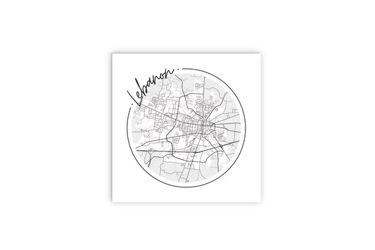 Minimalist B&W Tennessee Lebanon Circle Map | Wood Sign | Eaches | Min 2