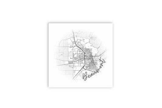 Minimalistic B&W Texas Beaumont Circle Map | Wood Sign | Eaches | Min 2