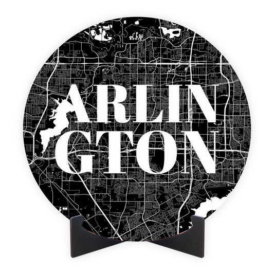 Minimalistic B&W Texas Arlington Map | Wood Sign | Eaches | Min 1