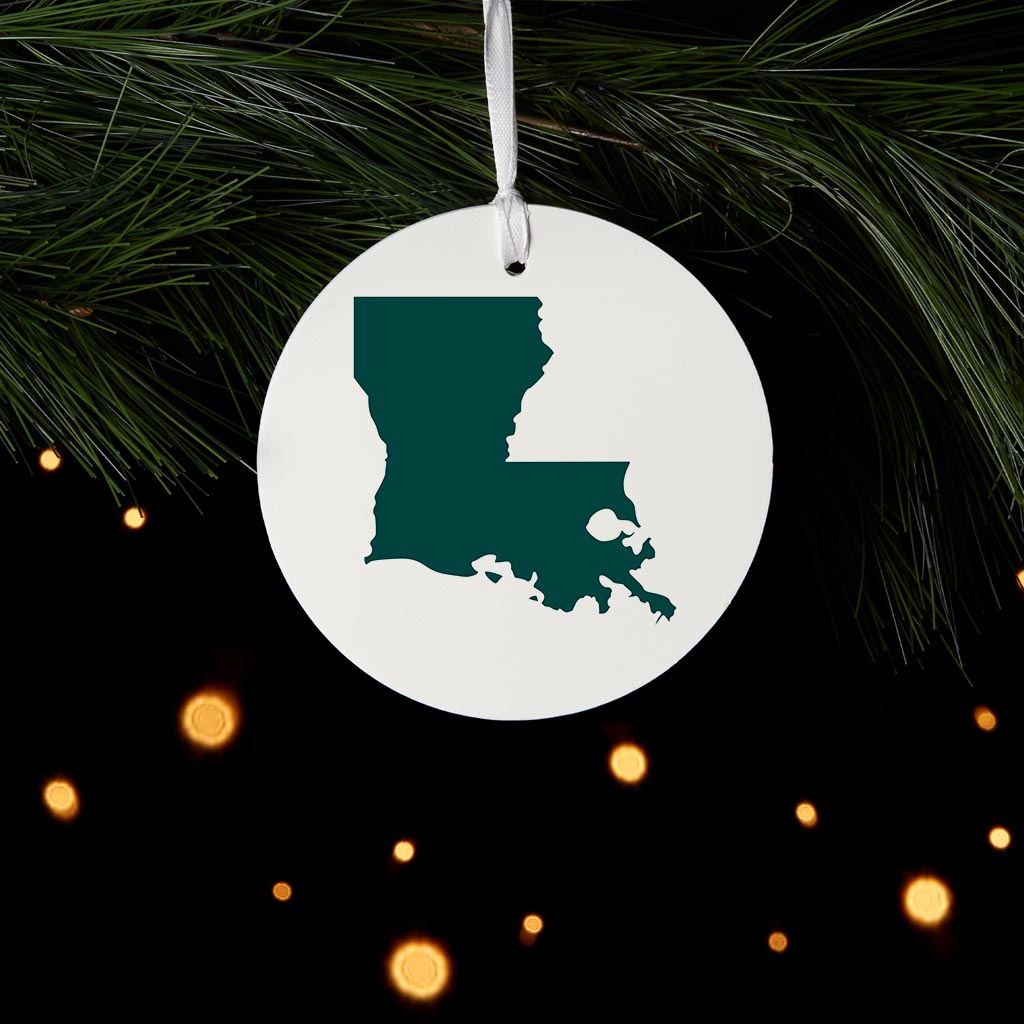 Blue White Louisiana State Shape | Wood Ornament | Eaches | Min 6