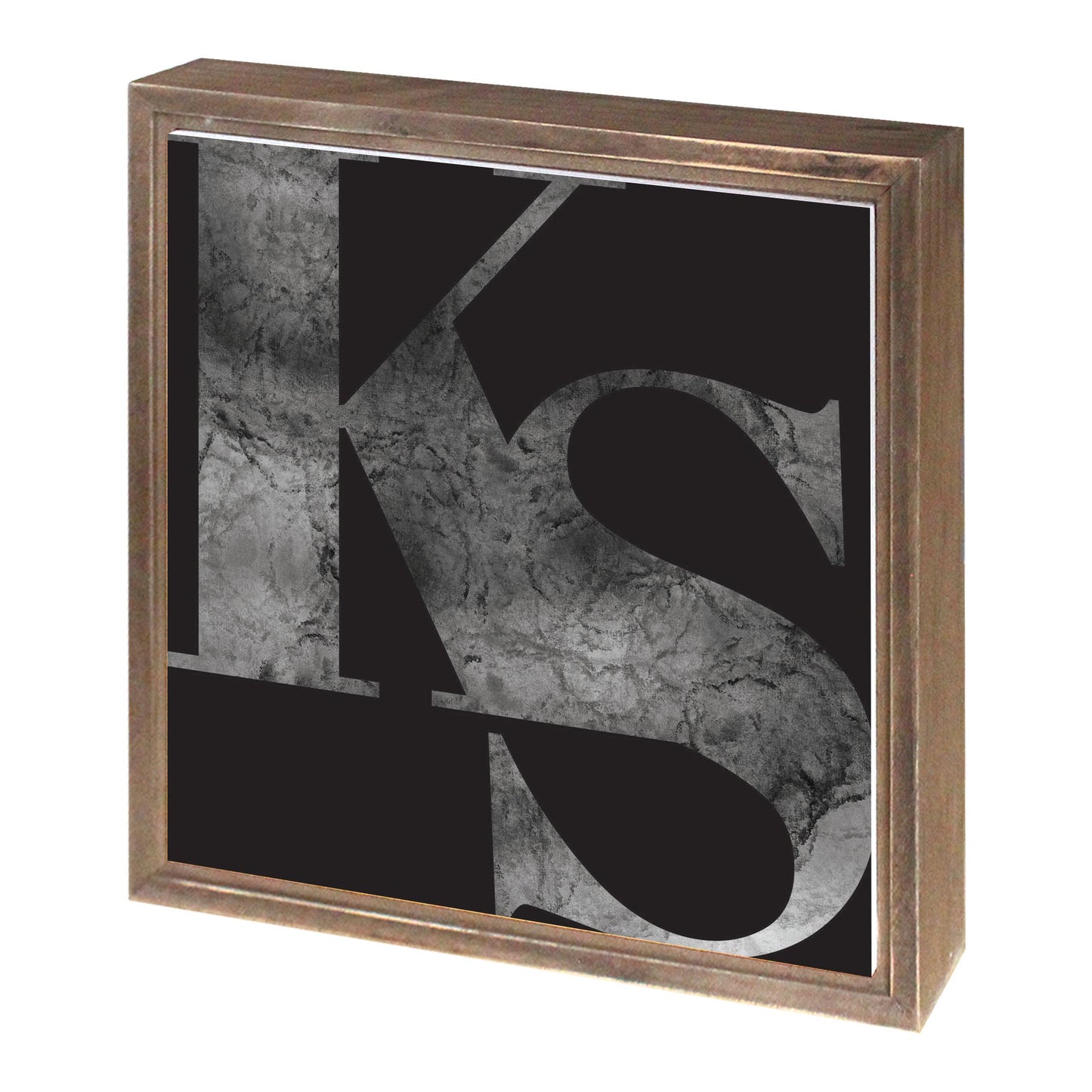 Minimalist B&W Kansas Black Initials | Wood Sign | Eaches | Min 1