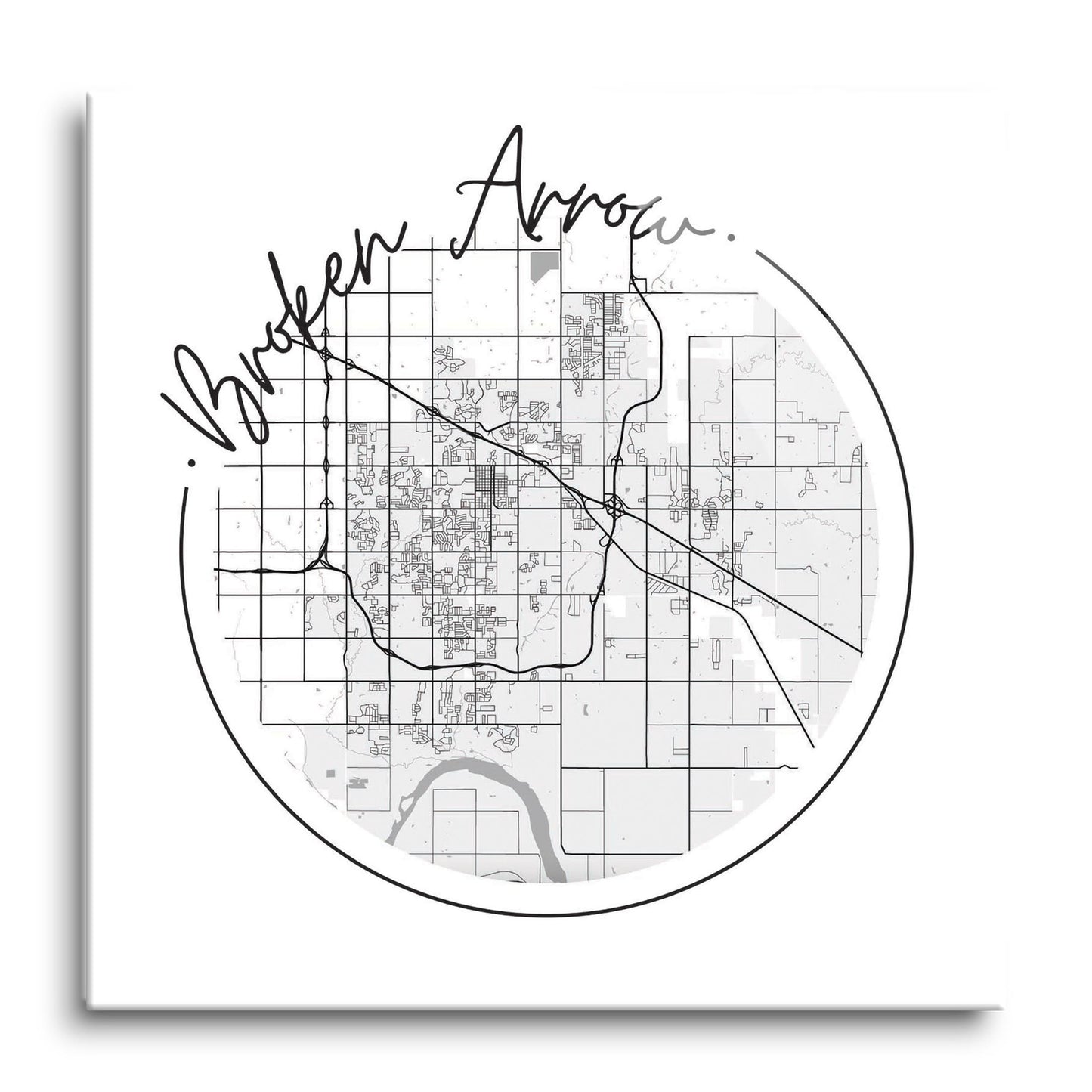 Modern Oklahoma Broken Arrow Map | Hi-Def Glass Art | Eaches | Min 1