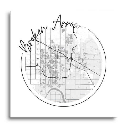 Modern Oklahoma Broken Arrow Map | Hi-Def Glass Art | Eaches | Min 1