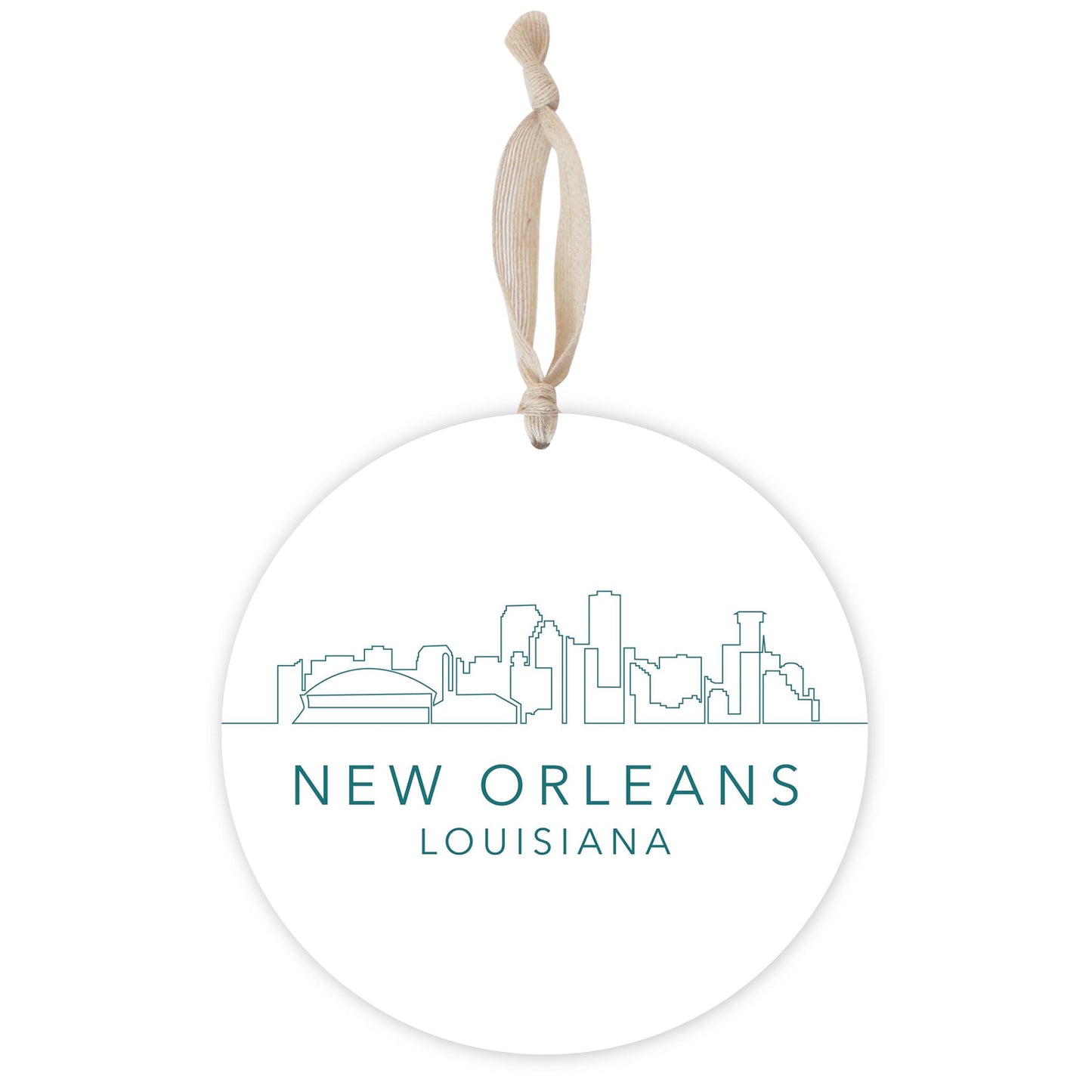 Blue White New Orleans Skyline | Wood Ornament | Eaches | Min 1