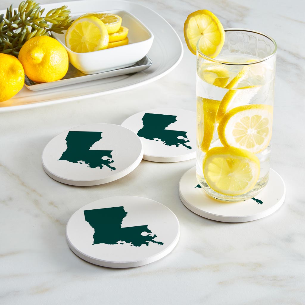 Blue White Louisiana State Shape | Absorbent Coasters | Set of 4 | Min 2