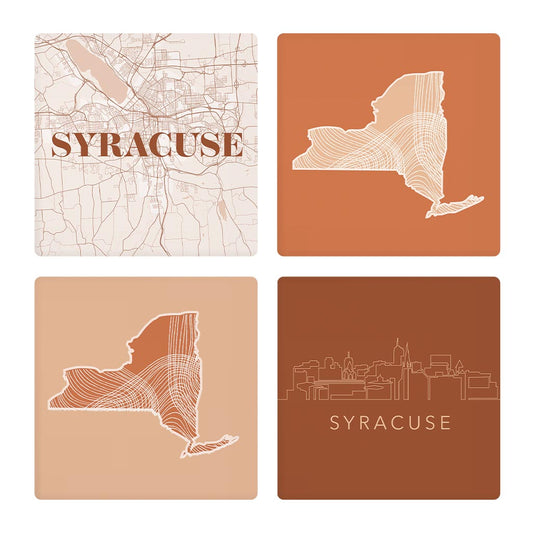 Modern Minimalist New York Syracuse State | Absorbent Coasters | Set of 4 | Min 2