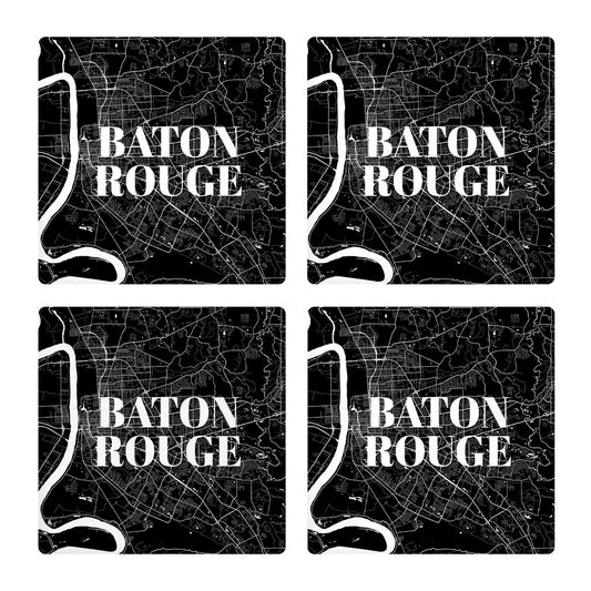 Modern Louisiana Baton Rouge Map | Absorbent Coasters | Set of 4 | Min 2