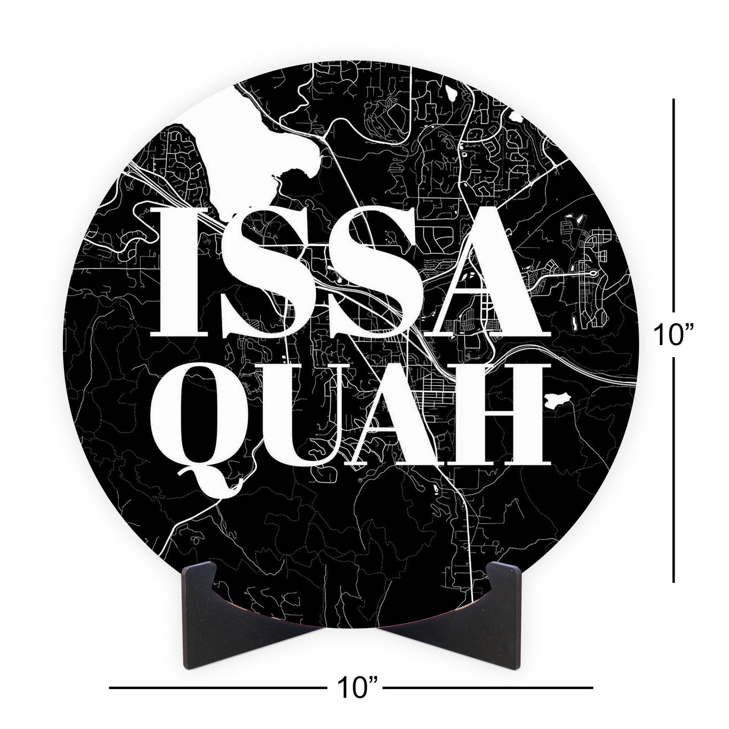 Minimalistic B&W Washington Issaquah Map | Wood Sign | Eaches | Min 1