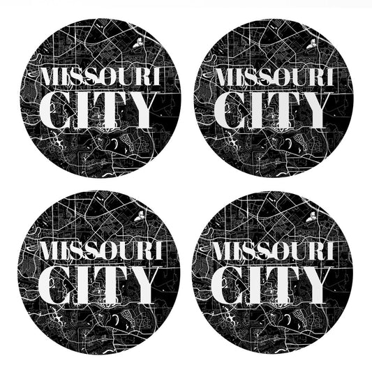 Minimalistic B&W Texas Missouri City Map | Absorbent Coasters | Set of 4 | Min 2