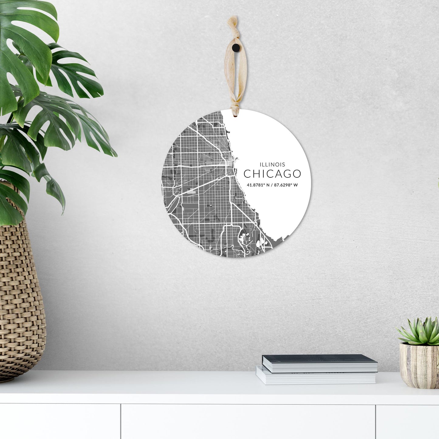 Minimalistic Chicago Map | Wood Ornament | Eaches | Min 1