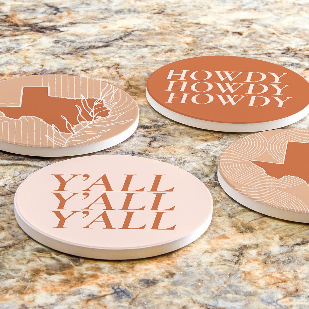 Modern Minimalist Texas Set | Absorbent Coasters | Set of 4 | Min 2