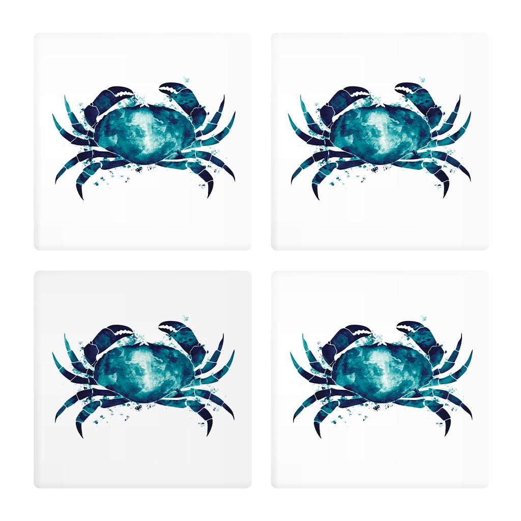 New England Water Color Crab | Absorbent Coasters | Set of 4 | Min 2