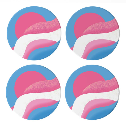 Transgender Pride Moon Waves| Absorbent Coasters | Set of 4 | Min 2