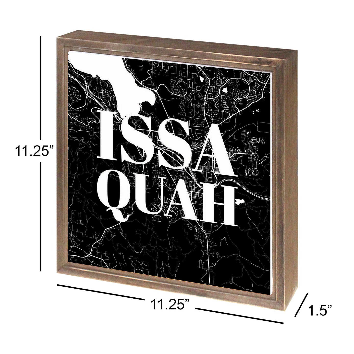 Minimalistic B&W Washington Issaquah Map | Wood Sign | Eaches | Min 1