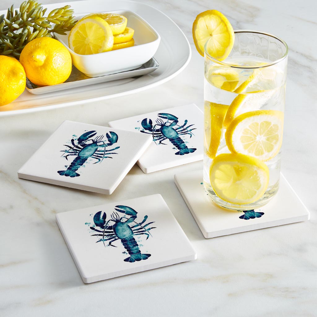 New England Water Color Lobster | Absorbent Coasters | Set of 4 | Min 2