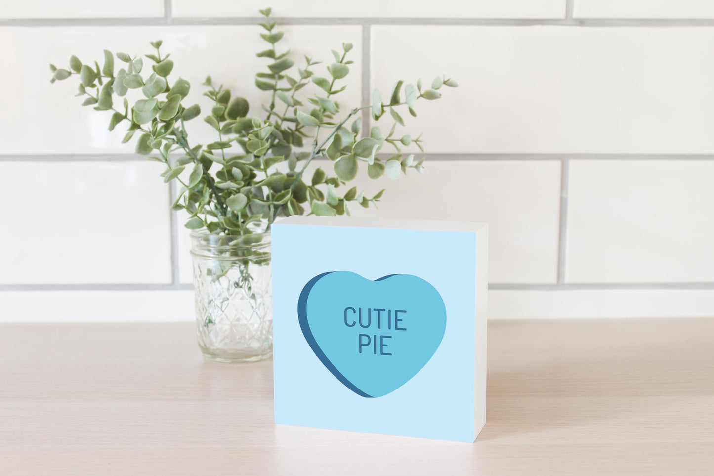 Message Hearts Cutie Pie | Wood Block | Eaches | Min 4