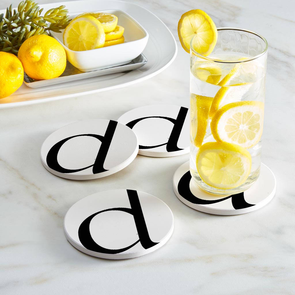 Minimalist Monogram D Circle | Absorbent Coasters | Set of 4 | Min 2