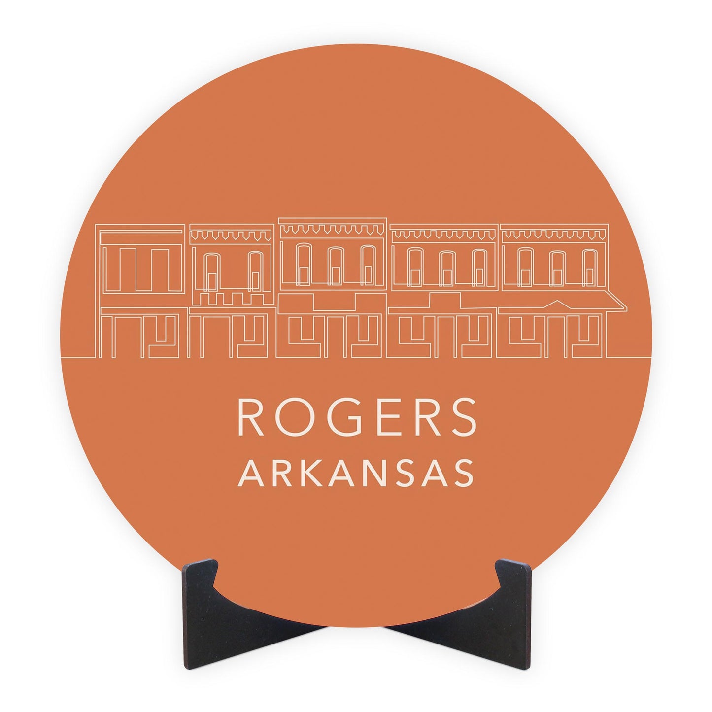 Modern Minimalist Arkansas Rogers Skyline | Wood Sign | Eaches | Min 1