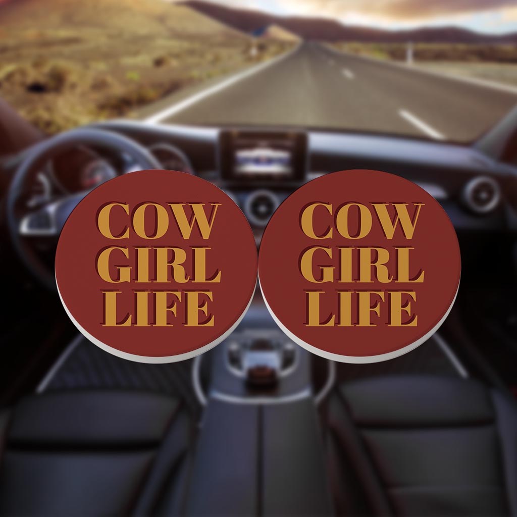 Modern Minimalist Oklahoma Cowgirl Life | Absorbent Car Coasters | Set of 2 | Min 4