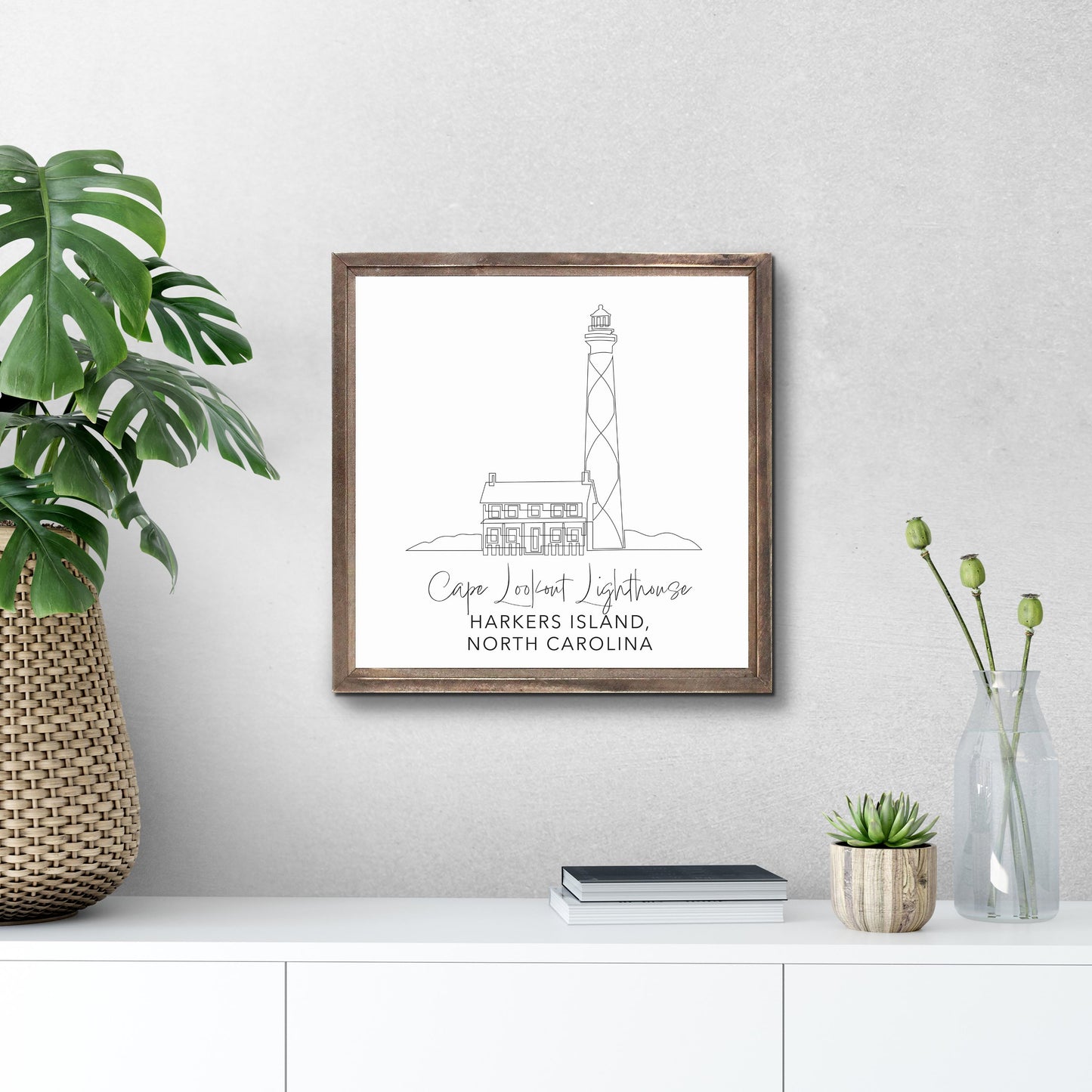 Cape Lookout Lighthouse | Wood Sign | Eaches | Min 1