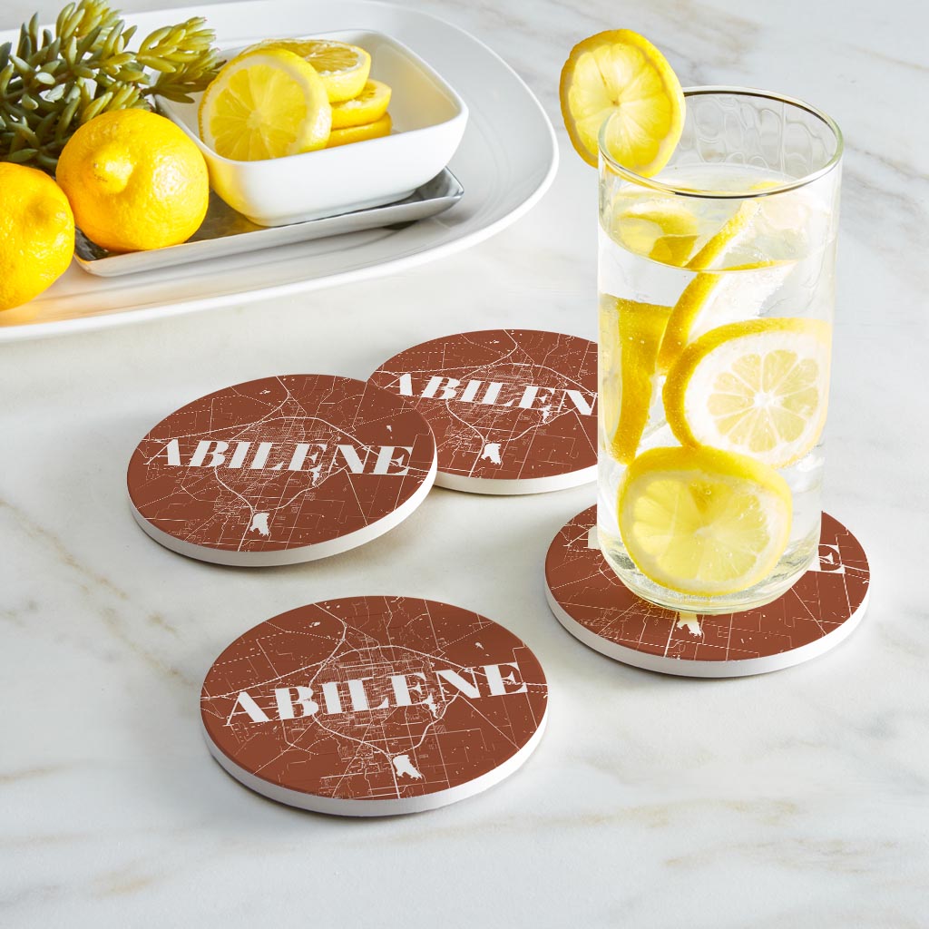 Modern Minimalist Texas Abilene Map | Absorbent Coasters | Set of 4 | Min 2