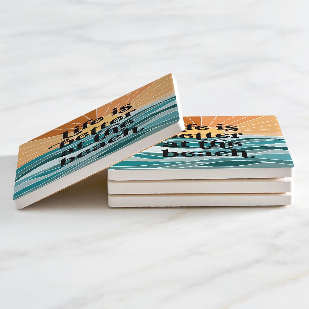 Life Is Better At The Beach | Absorbent Coasters | Set of 4 | Min 2