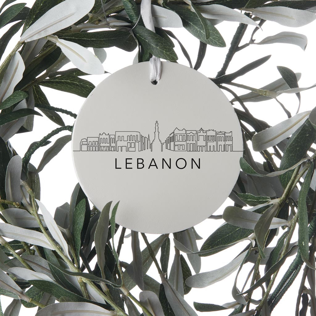 Minimalist B&W Tennessee Lebanon Skyline| Wood Ornament | Eaches | Min 6