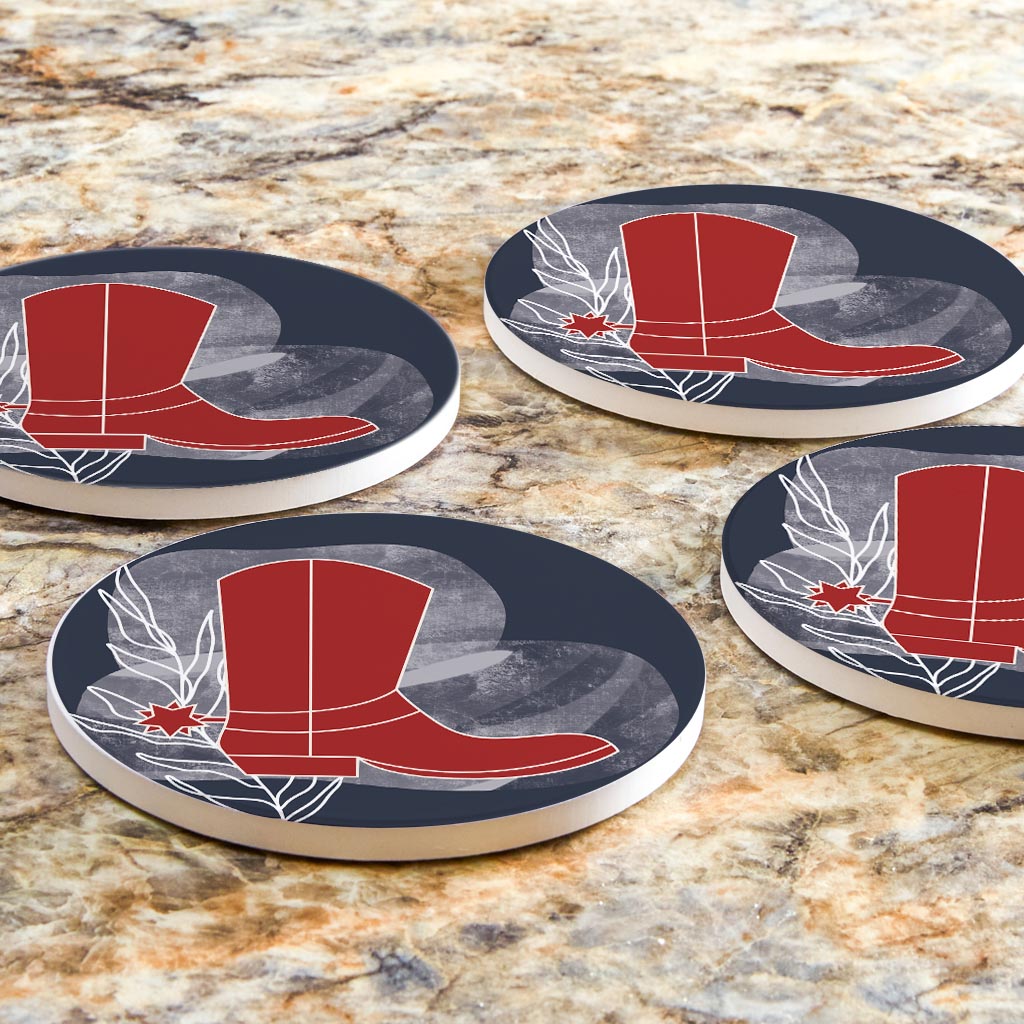 Modern Minimalist Texas Colors Boot | Absorbent Coasters | Set of 4 | Min 2