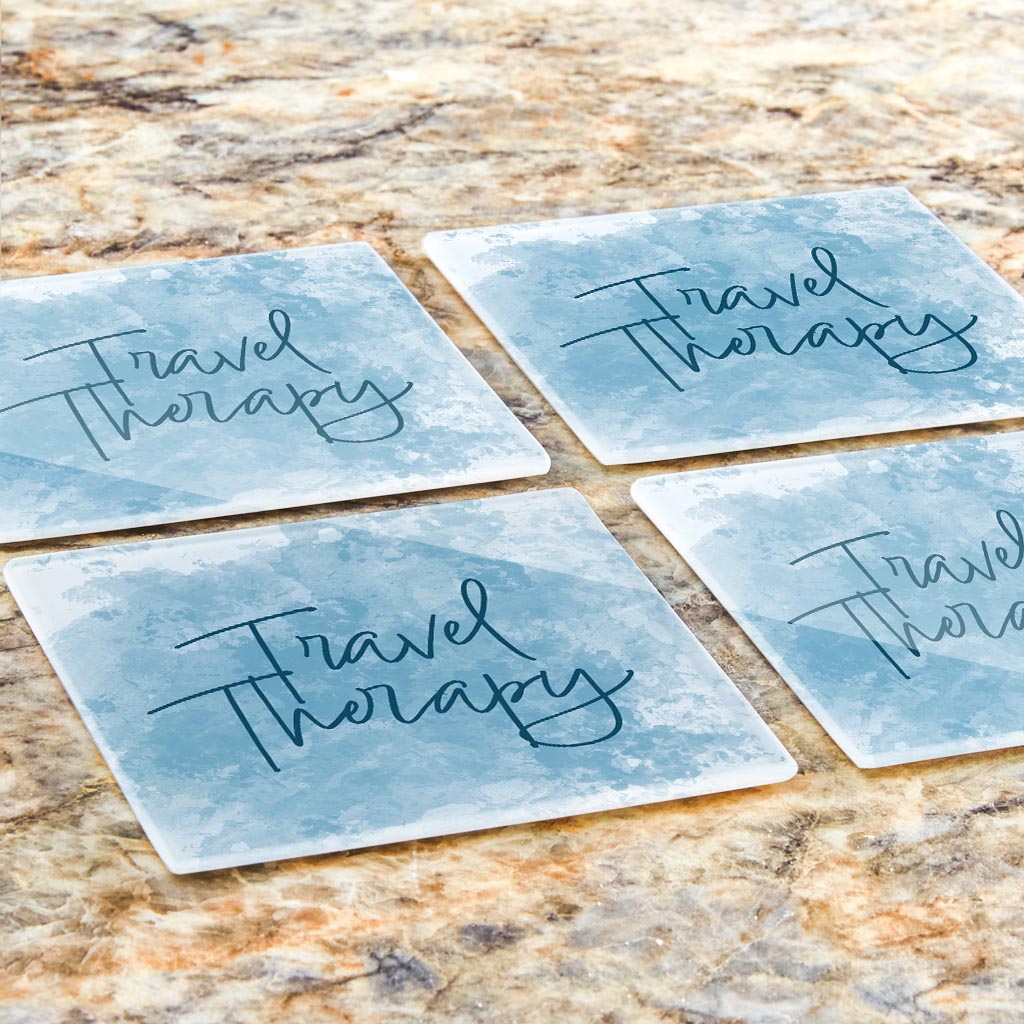 Travel Therapy Water Color | Hi-Def Glass Coasters | Set of 4 | Min 2